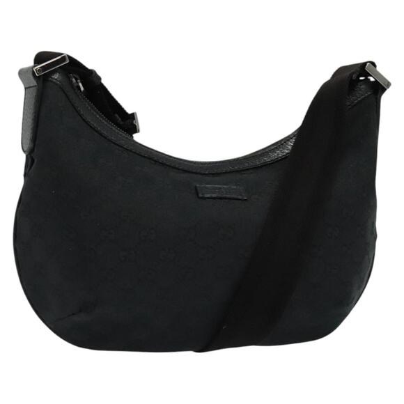 GUCCI GG Canvas Shoulder Bag Black Silver - Picture 1 of 16
